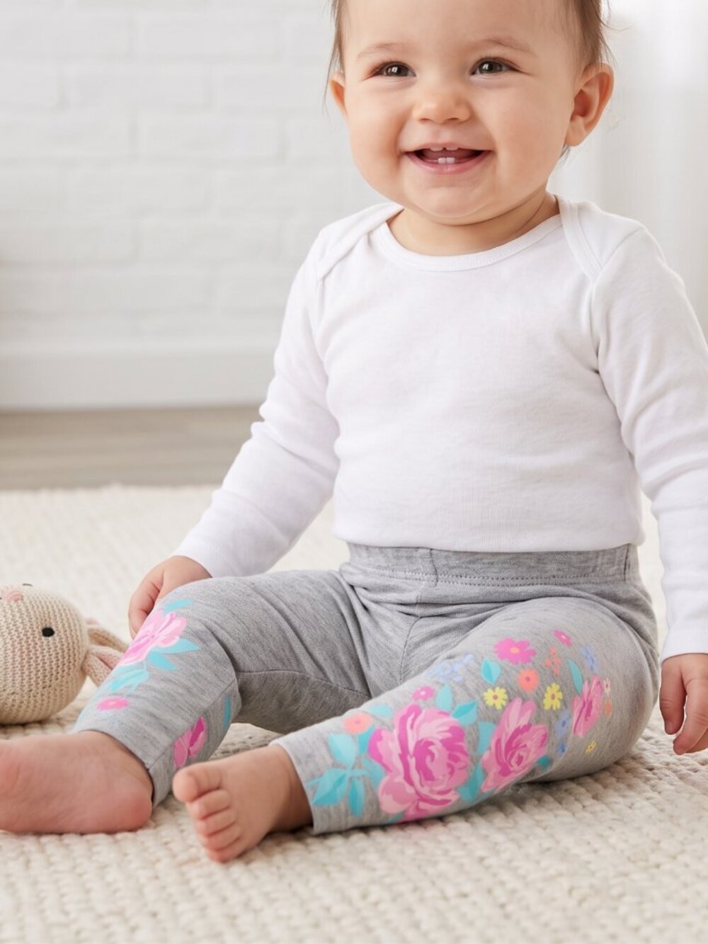 NWT | Carter's Grey Multi-Color Botanical Floral Print Infant Leggings | 9M